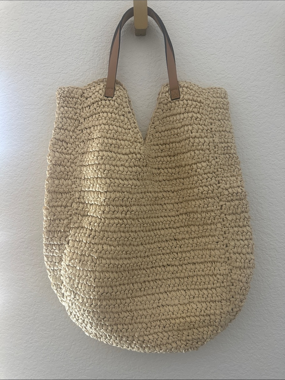 Banana Republic Beige Woven Tote with Brown Handles